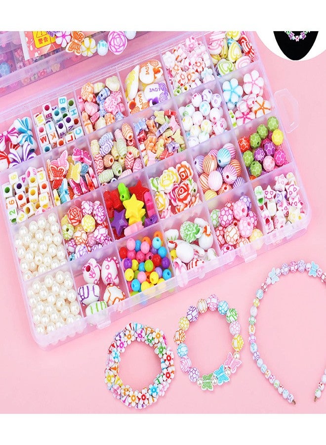DRIXTY Beads for Kids Crafts Children's Jewelry Making Kit DIY Bracelets Necklace Hairband and Rings Craft Kits Birthday for 4, 5, 6, 7-Year-Old Little Girls-Multicolor - Image 3